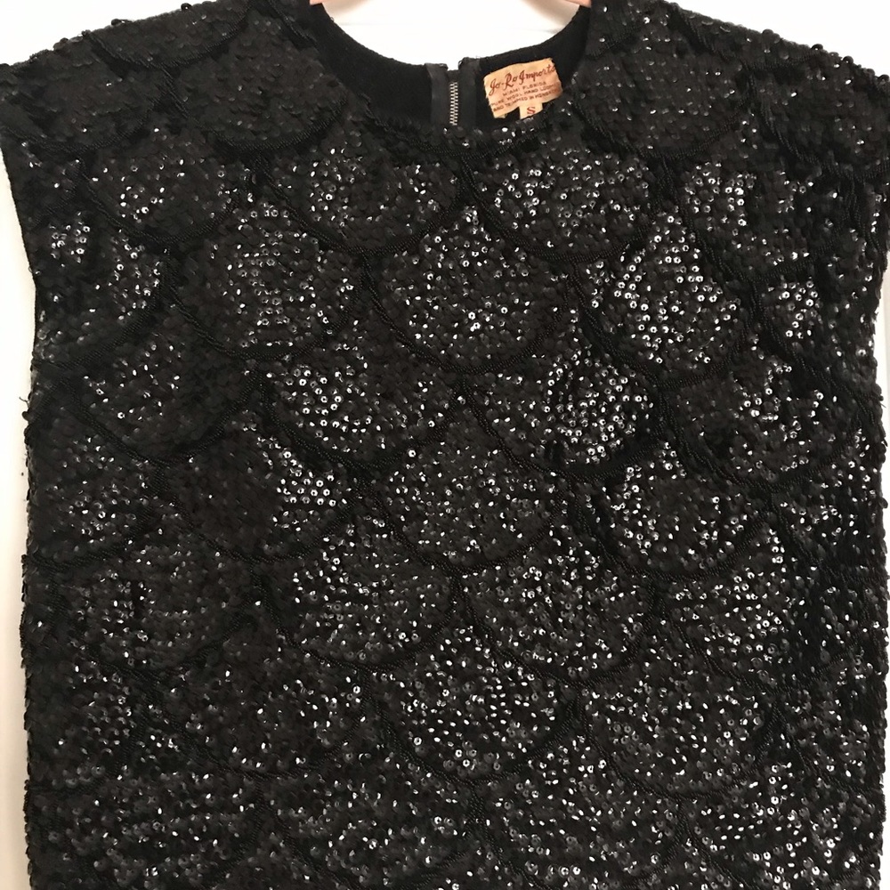 Vintage black short sleeve ladies blouse